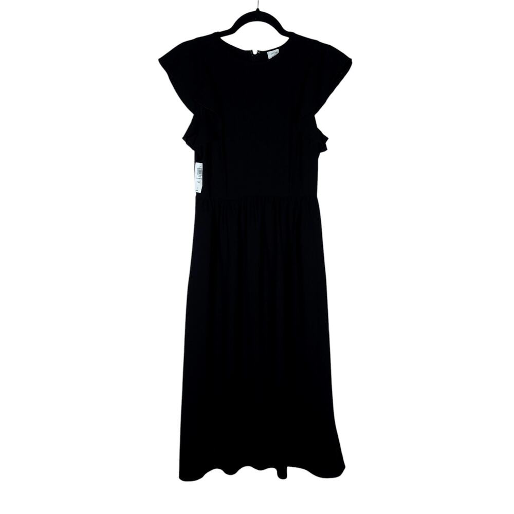 Wilfred by Aritzia Womens Fleurette Midi Dress 2 Black Ruffle Sleeve Dressy - Picture 1 of 16